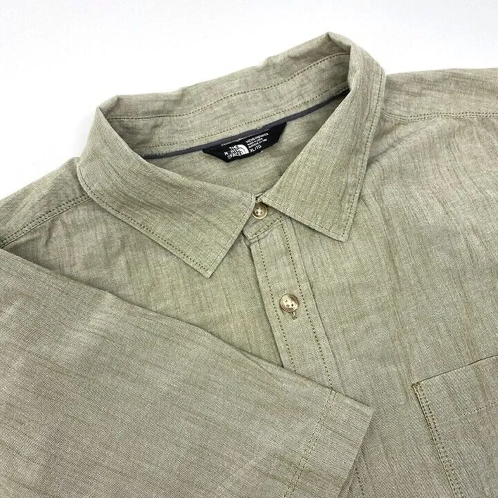The North Face Shirt Mens XL Tanish Short Sleeve Button-Down Shirt Inside Pocket